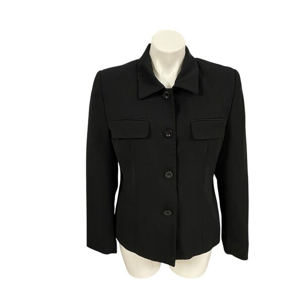 Jennifer Moore Blazer Womens 10 Black Utility Jacket Officecore Corpcore Career - Picture 9 of 15